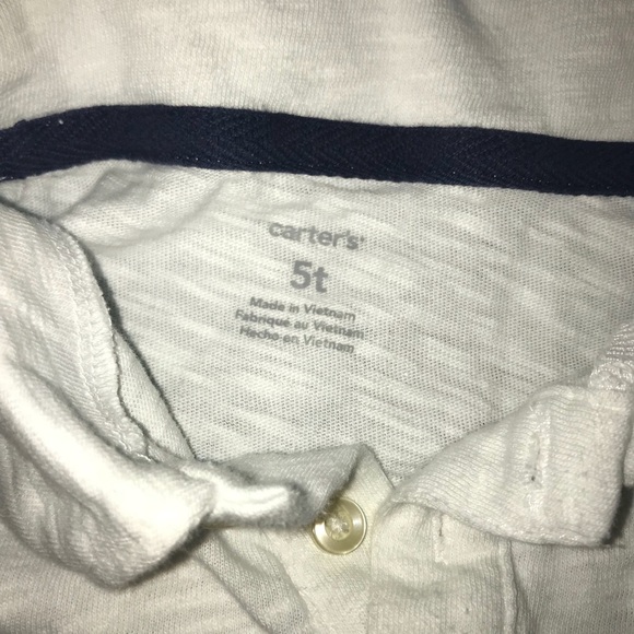 Carters white polo, Gymboree checkered shorts navy - Picture 4 of 8